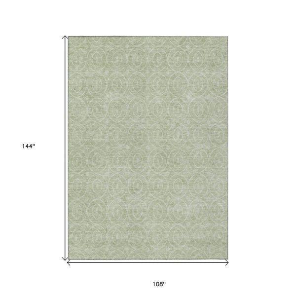 HomeRoots 5' Mint Green Geometric Area Rug – Stylish, Durable & Washable for Indoor and Outdoor Spaces 9' X 12' 607492