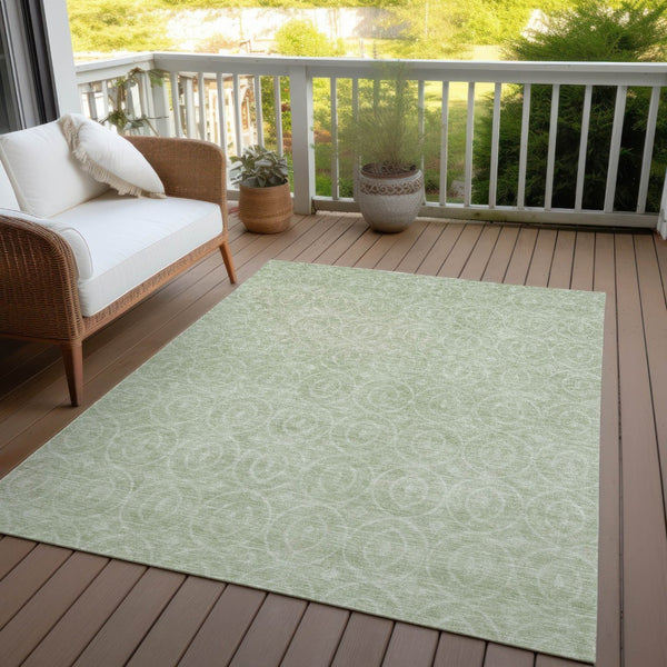 HomeRoots 5' Mint Green Geometric Area Rug – Stylish, Durable & Washable for Indoor and Outdoor Spaces 9' X 12' 607492