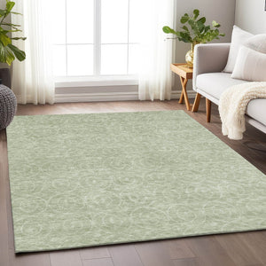 HomeRoots 5' Mint Green Geometric Area Rug – Stylish, Durable & Washable for Indoor and Outdoor Spaces 9' X 12' 607492