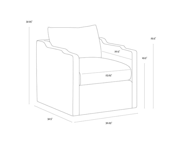 Sunpan ROOSEVELT Swivel Lounge Chair - Coastal Style with Gifford Script Upholstery for Modern Comfort 112479