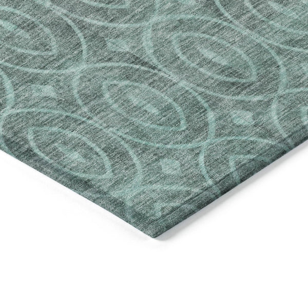 HomeRoots 5' Teal Blue Geometric Area Rug - Durable, Washable, Stylish for Indoor and Outdoor Spaces, Easy Care 5' X 8' 607507