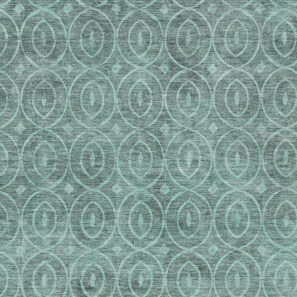 HomeRoots 5' Teal Blue Geometric Area Rug - Durable, Washable, Stylish for Indoor and Outdoor Spaces, Easy Care 5' X 8' 607507