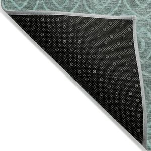 HomeRoots 5' Teal Blue Geometric Area Rug - Durable, Washable, Stylish for Indoor and Outdoor Spaces, Easy Care 8' X 10' 607509