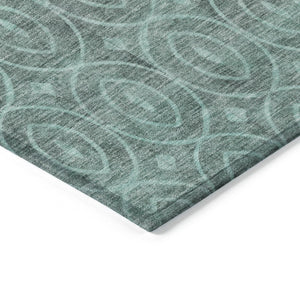 HomeRoots 5' Teal Blue Geometric Area Rug - Durable, Washable, Stylish for Indoor and Outdoor Spaces, Easy Care 8' X 10' 607509