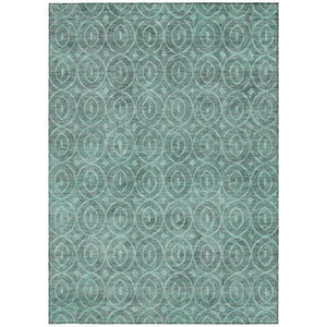 HomeRoots 5' Teal Blue Geometric Area Rug - Durable, Washable, Stylish for Indoor and Outdoor Spaces, Easy Care 9' X 12' 607510