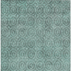 HomeRoots 5' Teal Blue Geometric Area Rug - Durable, Washable, Stylish for Indoor and Outdoor Spaces, Easy Care 10' X 14' 607511
