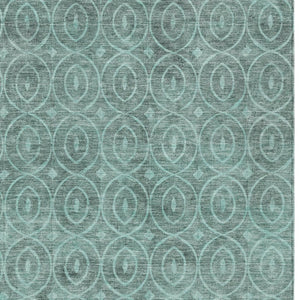HomeRoots 5' Teal Blue Geometric Area Rug - Durable, Washable, Stylish for Indoor and Outdoor Spaces, Easy Care 10' X 14' 607511