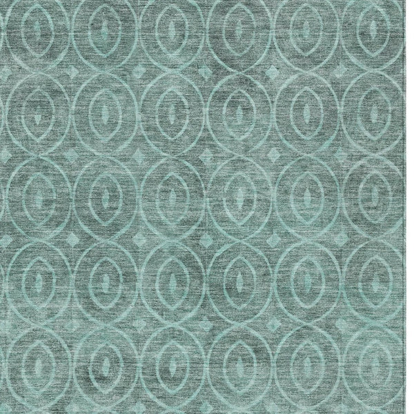 HomeRoots 5' Teal Blue Geometric Area Rug - Durable, Washable, Stylish for Indoor and Outdoor Spaces, Easy Care 10' X 14' 607511