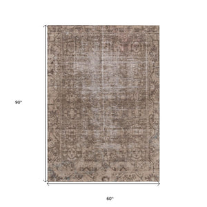HomeRoots 5' Brown Oriental Area Rug - Elegant, Washable Design for Indoor & Outdoor Living Spaces 5' X 8' 607525