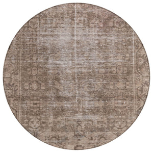 HomeRoots 5' Brown Oriental Area Rug - Elegant, Washable Design for Indoor & Outdoor Living Spaces 8' Round 607526