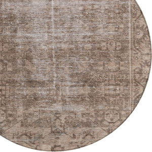 HomeRoots 5' Brown Oriental Area Rug - Elegant, Washable Design for Indoor & Outdoor Living Spaces 8' Round 607526