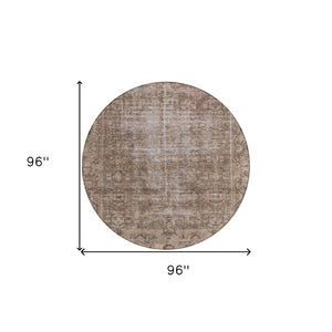 HomeRoots 5' Brown Oriental Area Rug - Elegant, Washable Design for Indoor & Outdoor Living Spaces 8' Round 607526