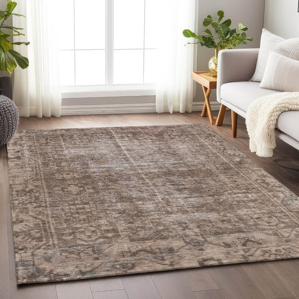 HomeRoots 5' Brown Oriental Area Rug - Elegant, Washable Design for Indoor & Outdoor Living Spaces 8' X 10' 607527