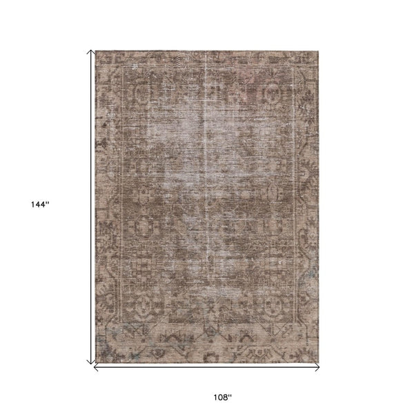 HomeRoots 5' Brown Oriental Area Rug - Elegant, Washable Design for Indoor & Outdoor Living Spaces 9' X 12' 607528