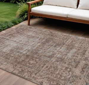 HomeRoots 5' Brown Oriental Area Rug - Elegant, Washable Design for Indoor & Outdoor Living Spaces 9' X 12' 607528