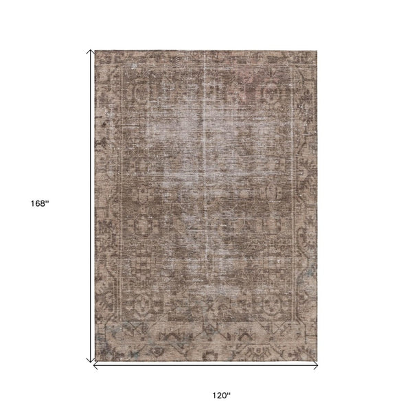 HomeRoots 5' Brown Oriental Area Rug - Elegant, Washable Design for Indoor & Outdoor Living Spaces 10' X 14' 607529