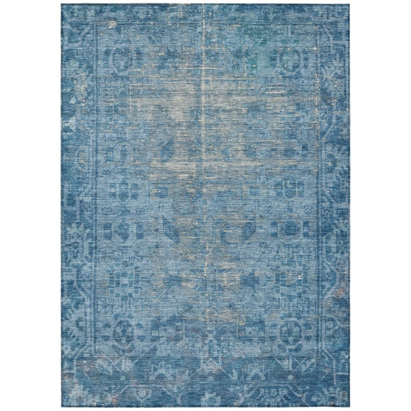 HomeRoots 5' Blue Oriental Washable Area Rug - Durable Indoor/Outdoor Charm for High-Traffic Spaces & Style 9' X 12' 607534
