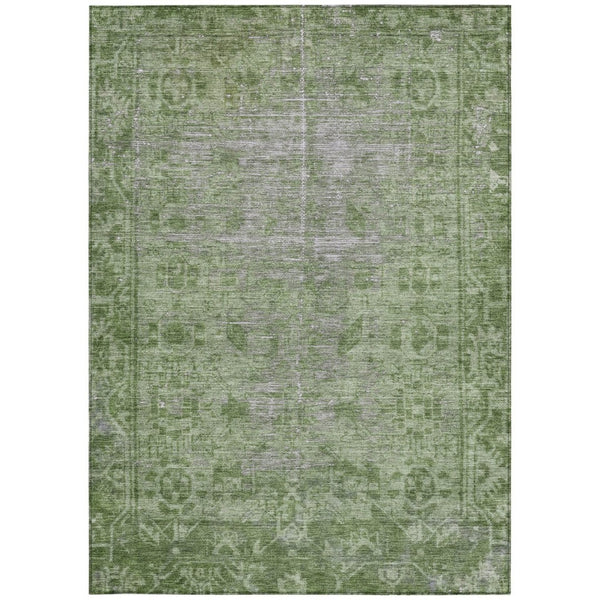 HomeRoots 5' Fern Green Oriental Area Rug - Elegant, Stain-Resistant Design for Indoor & Outdoor Spaces 5' X 8' 607537
