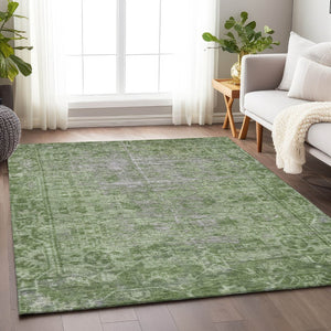 HomeRoots 5' Fern Green Oriental Area Rug - Elegant, Stain-Resistant Design for Indoor & Outdoor Spaces 8' X 10' 607539