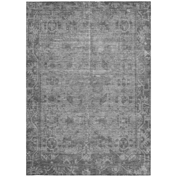 HomeRoots 5' Gray Oriental Area Rug - Washable, Durable for Indoor & Outdoor Use - Perfect for High-Traffic Spaces 5' X 8' 607543