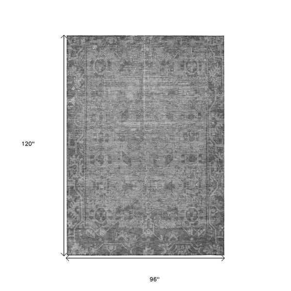 HomeRoots 5' Gray Oriental Area Rug - Washable, Durable for Indoor & Outdoor Use - Perfect for High-Traffic Spaces 8' X 10' 607545