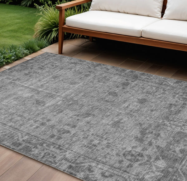 HomeRoots 5' Gray Oriental Area Rug - Washable, Durable for Indoor & Outdoor Use - Perfect for High-Traffic Spaces 8' X 10' 607545