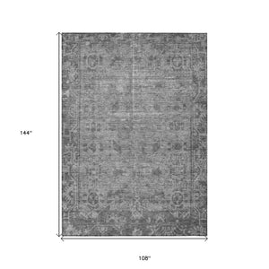HomeRoots 5' Gray Oriental Area Rug - Washable, Durable for Indoor & Outdoor Use - Perfect for High-Traffic Spaces 9' X 12' 607546