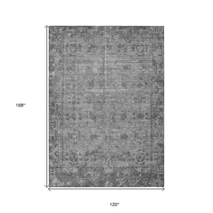 HomeRoots 5' Gray Oriental Area Rug - Washable, Durable for Indoor & Outdoor Use - Perfect for High-Traffic Spaces 10' X 14' 607547