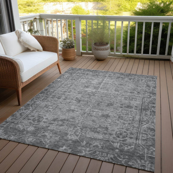 HomeRoots 5' Gray Oriental Area Rug - Washable, Durable for Indoor & Outdoor Use - Perfect for High-Traffic Spaces 10' X 14' 607547