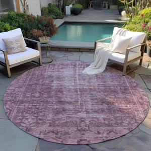 HomeRoots 5' Merlot Oriental Area Rug - Durable, Washable, Stylish Design for Indoor and Outdoor Spaces 8' Round 607550