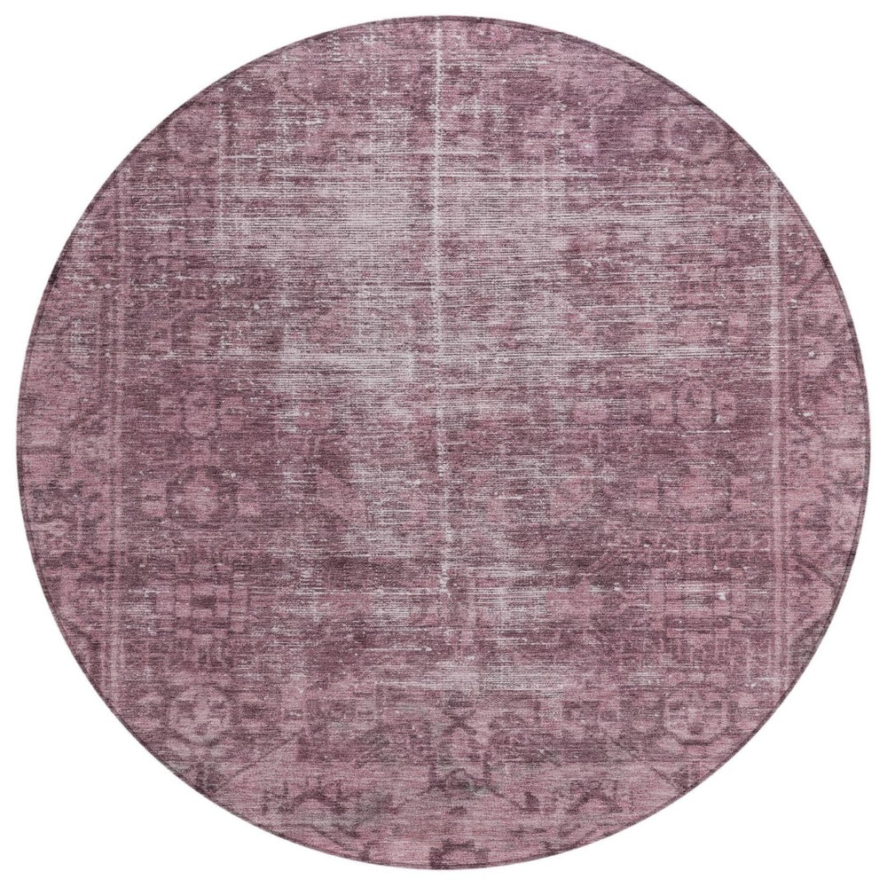 HomeRoots 5' Merlot Oriental Area Rug - Durable, Washable, Stylish Design for Indoor and Outdoor Spaces 8' Round 607550