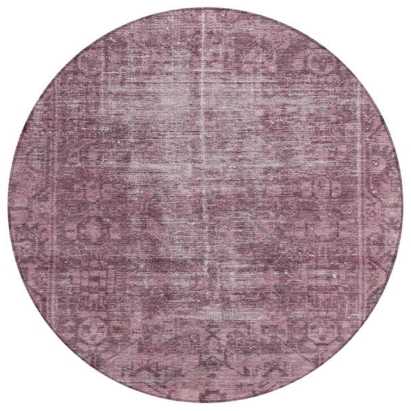 HomeRoots 5' Merlot Oriental Area Rug - Durable, Washable, Stylish Design for Indoor and Outdoor Spaces 8' Round 607550