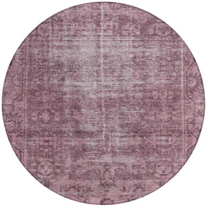 HomeRoots 5' Merlot Oriental Area Rug - Durable, Washable, Stylish Design for Indoor and Outdoor Spaces 8' Round 607550