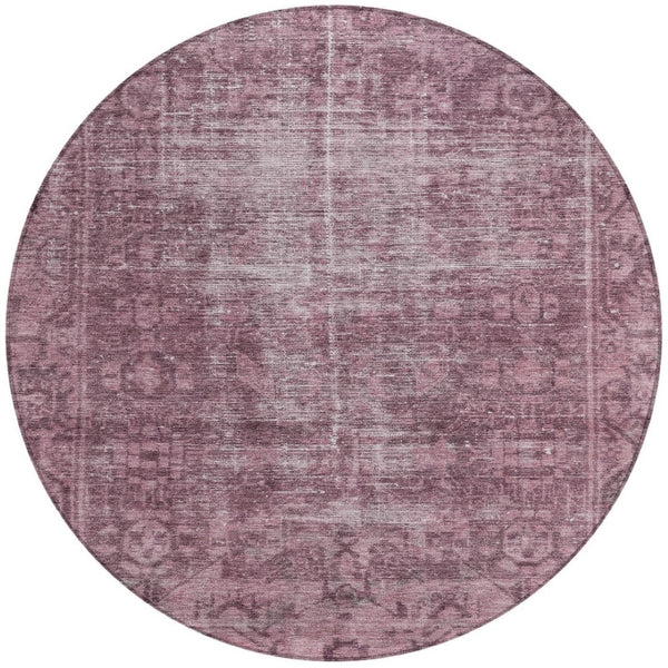 HomeRoots 5' Merlot Oriental Area Rug - Durable, Washable, Stylish Design for Indoor and Outdoor Spaces 8' Round 607550