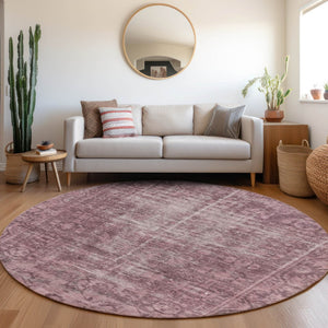 HomeRoots 5' Merlot Oriental Area Rug - Durable, Washable, Stylish Design for Indoor and Outdoor Spaces 8' Round 607550