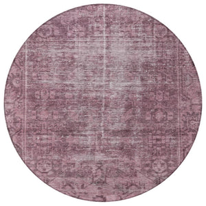 HomeRoots 5' Merlot Oriental Area Rug - Durable, Washable, Stylish Design for Indoor and Outdoor Spaces 8' Round 607550