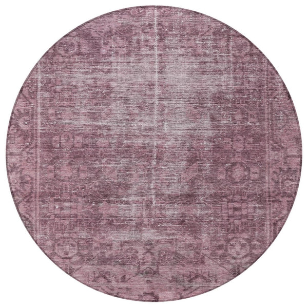 HomeRoots 5' Merlot Oriental Area Rug - Durable, Washable, Stylish Design for Indoor and Outdoor Spaces 8' Round 607550