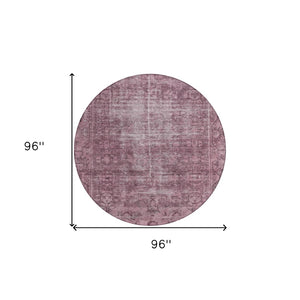 HomeRoots 5' Merlot Oriental Area Rug - Durable, Washable, Stylish Design for Indoor and Outdoor Spaces 8' Round 607550