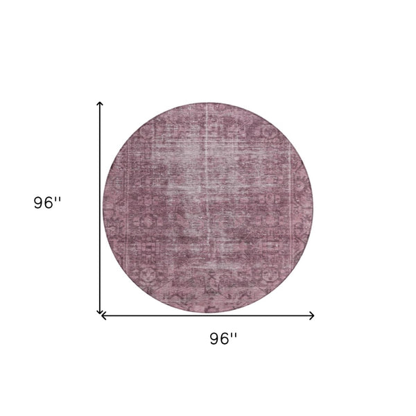 HomeRoots 5' Merlot Oriental Area Rug - Durable, Washable, Stylish Design for Indoor and Outdoor Spaces 8' Round 607550