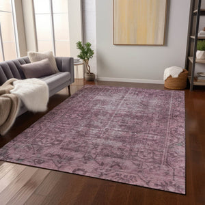 HomeRoots 5' Merlot Oriental Area Rug - Durable, Washable, Stylish Design for Indoor and Outdoor Spaces 8' X 10' 607551