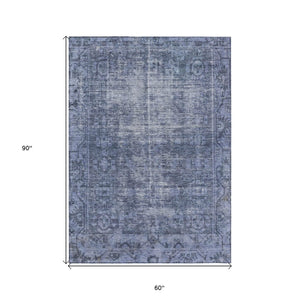 HomeRoots 5' Navy Blue Oriental Area Rug - Durable, Washable Design for Indoor & Outdoor Spaces, Stain-Resistant 5' X 8' 607561