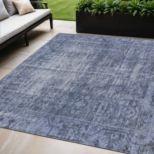 HomeRoots 5' Navy Blue Oriental Area Rug - Durable, Washable Design for Indoor & Outdoor Spaces, Stain-Resistant 5' X 8' 607561