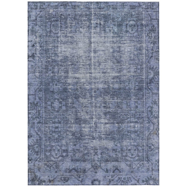 HomeRoots 5' Navy Blue Oriental Area Rug - Durable, Washable Design for Indoor & Outdoor Spaces, Stain-Resistant 5' X 8' 607561