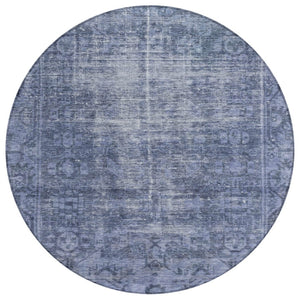 HomeRoots 5' Navy Blue Oriental Area Rug - Durable, Washable Design for Indoor & Outdoor Spaces, Stain-Resistant 8' Round 607562
