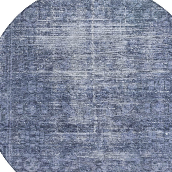 HomeRoots 5' Navy Blue Oriental Area Rug - Durable, Washable Design for Indoor & Outdoor Spaces, Stain-Resistant 8' Round 607562