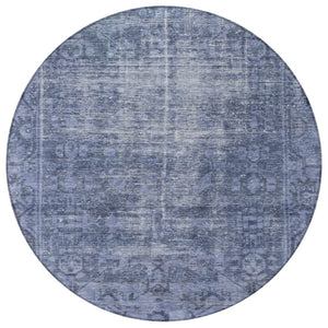 HomeRoots 5' Navy Blue Oriental Area Rug - Durable, Washable Design for Indoor & Outdoor Spaces, Stain-Resistant 8' Round 607562