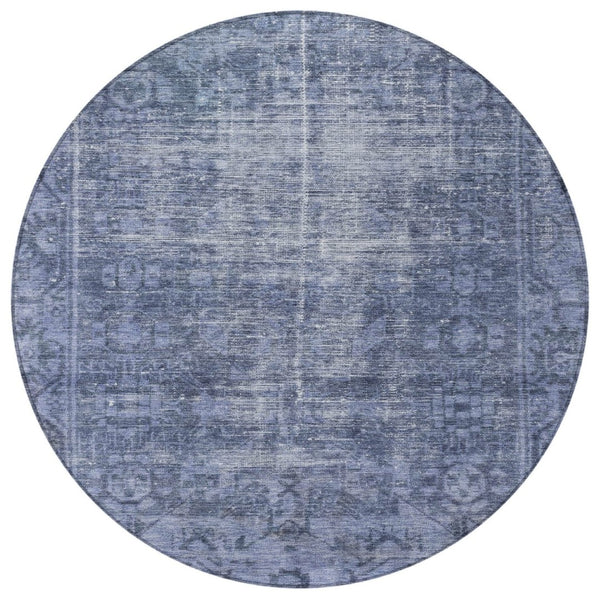 HomeRoots 5' Navy Blue Oriental Area Rug - Durable, Washable Design for Indoor & Outdoor Spaces, Stain-Resistant 8' Round 607562