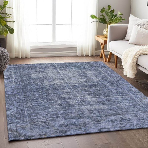 HomeRoots 5' Navy Blue Oriental Area Rug - Durable, Washable Design for Indoor & Outdoor Spaces, Stain-Resistant 8' X 10' 607563