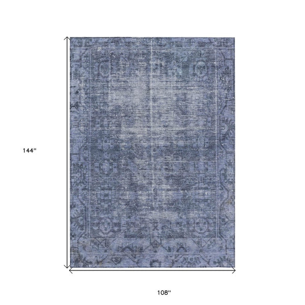 HomeRoots 5' Navy Blue Oriental Area Rug - Durable, Washable Design for Indoor & Outdoor Spaces, Stain-Resistant 9' X 12' 607564