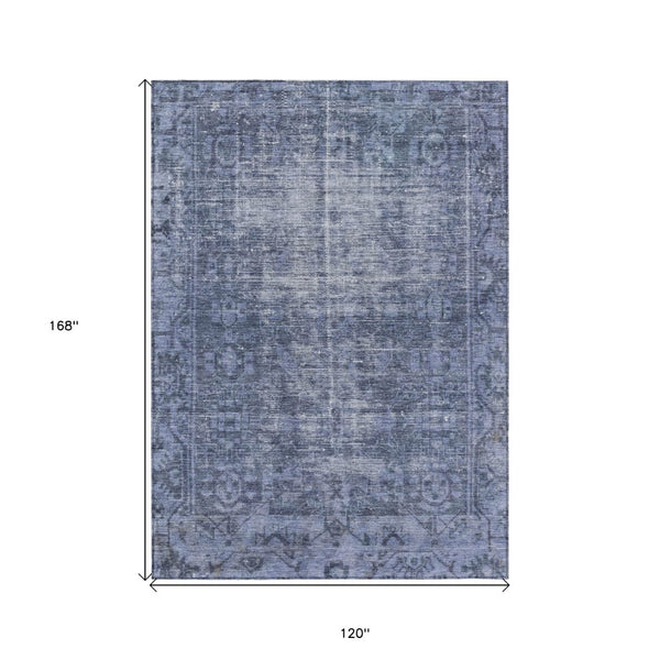 HomeRoots 5' Navy Blue Oriental Area Rug - Durable, Washable Design for Indoor & Outdoor Spaces, Stain-Resistant 10' X 14' 607565